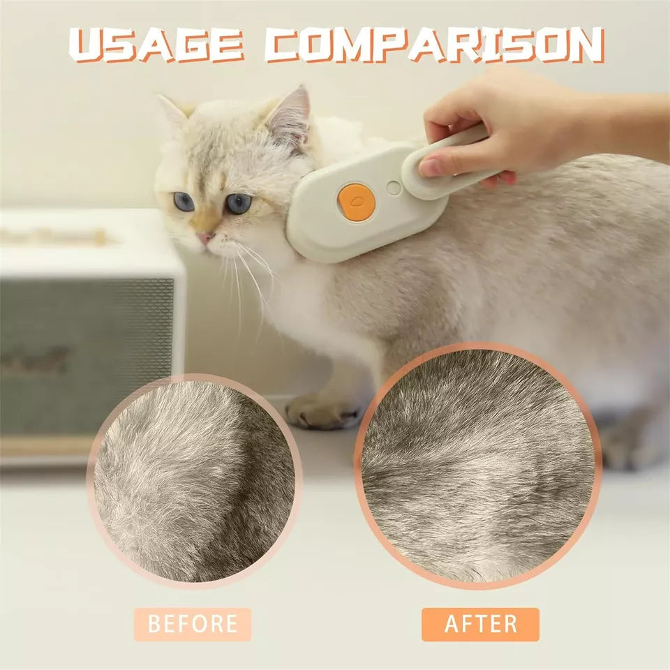 3 In 1 Cat & Dog Steam Brush, Electric Spray Massage & Hair Removal Tool