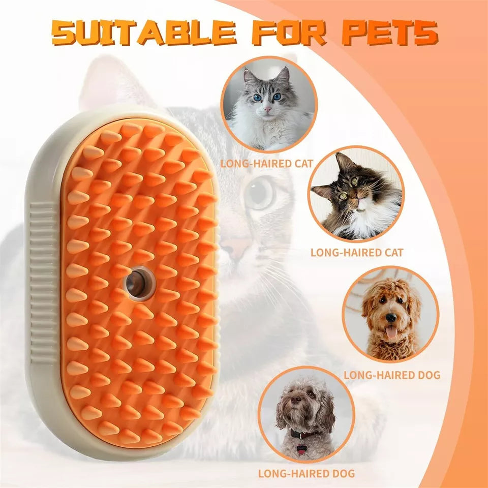 3 In 1 Cat & Dog Steam Brush, Electric Spray Massage & Hair Removal Tool