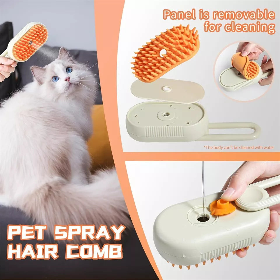 3 In 1 Cat & Dog Steam Brush, Electric Spray Massage & Hair Removal Tool